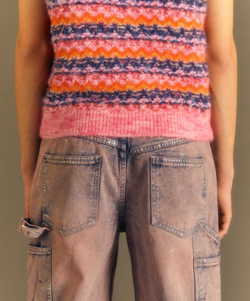 WAX COATED CARPENTER WIDE-LEG JEANS apa685m(DUST PINK)