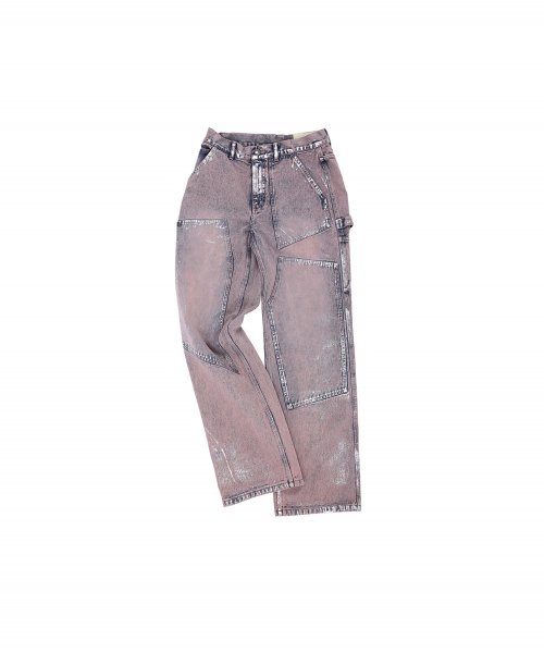 WAX COATED CARPENTER WIDE-LEG JEANS apa685m(DUST PINK)