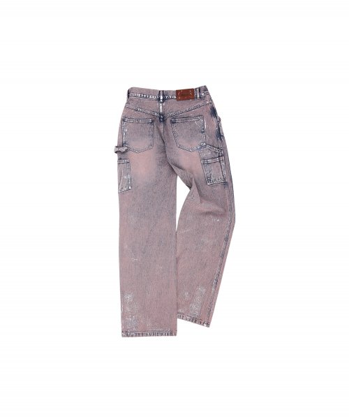 WAX COATED CARPENTER WIDE-LEG JEANS apa685m(DUST PINK)