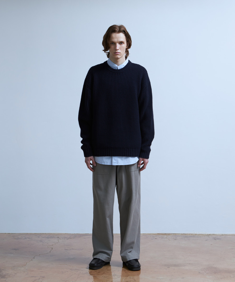 에스피오나지(ESPIONAGE) Heavyweight Waffle Knit Sweater Charcoal - 사이즈 & 후기 | 무신사