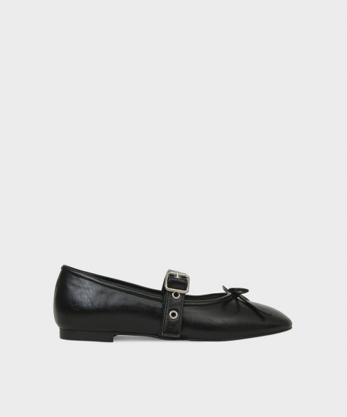BUCKLE STRAP BALLERINA FLAT / BLACK