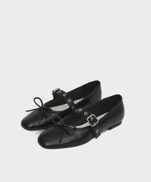 BUCKLE STRAP BALLERINA FLAT / BLACK