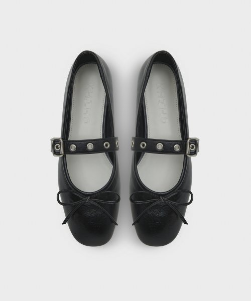 BUCKLE STRAP BALLERINA FLAT / BLACK