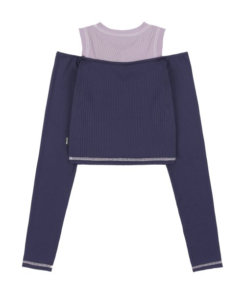 [NF] WINSOME OFF SHOULDER HALTERNECK CROP TEE (PURPLE)_F23ZB255