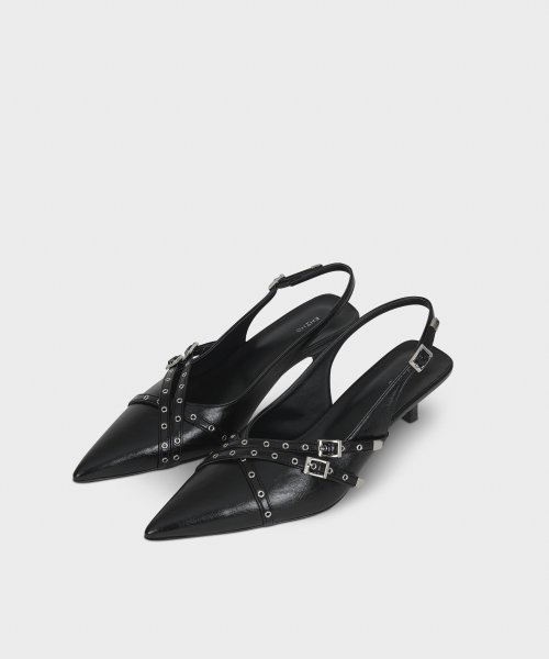 BELTED SLINGBACK / BLACK