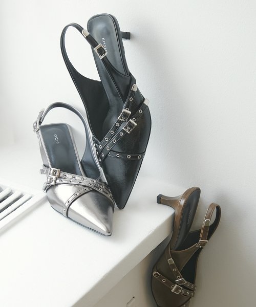BELTED SLINGBACK / BLACK