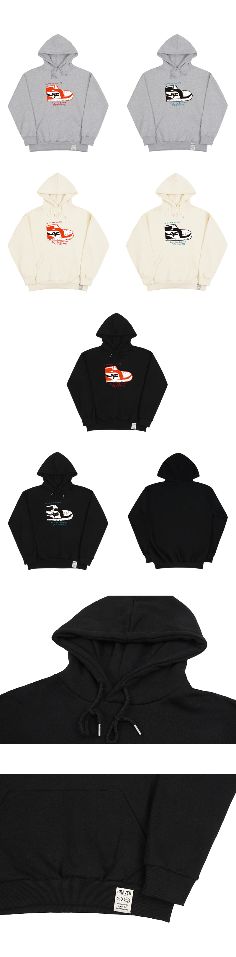 [GRAVER]★OP SHOES SWEATSHIRT MUSINSA | GRAVER [UNISEX] OP shoes center hoodie_black/black