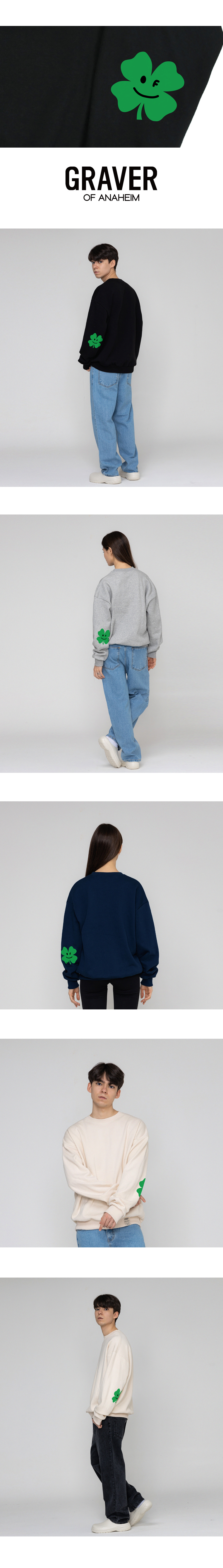 【GRAVER】23FW★ Elbow Clover Smile Sweatshirt Designer fashion, Seoul-fully created | W Concept