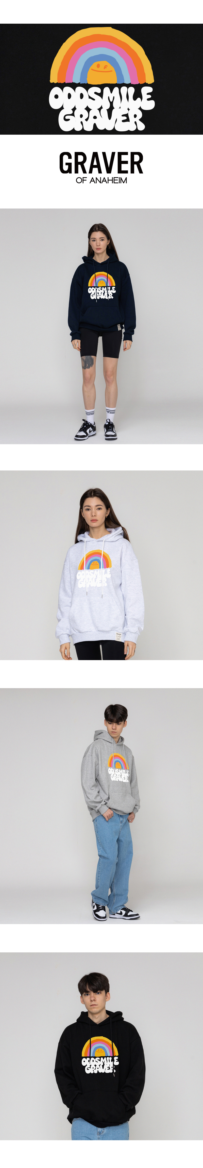 [GRAVER]★ODDSMILE RAINBOW SMILE HOODIE MUSINSA | GRAVER [UNISEX] ODDSMILE Rainbow Smile Hoodie_Black