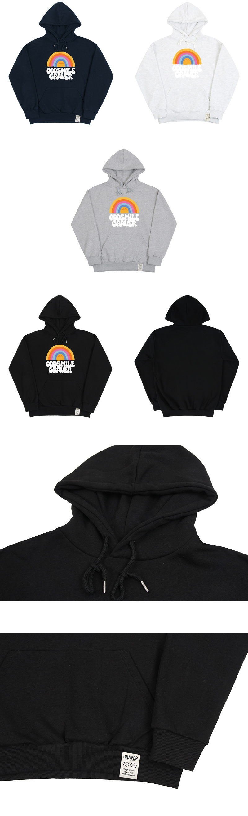 [GRAVER]★ODDSMILE RAINBOW SMILE HOODIE ODDSMILE Rainbow Smile Hoodie - GRAVER | 60% - Asian Fashion
