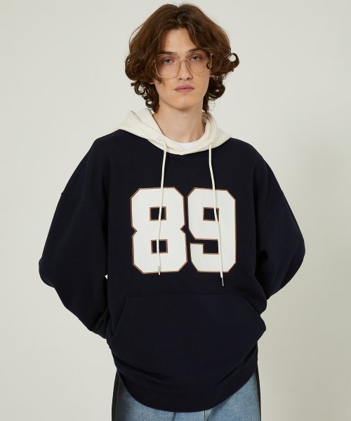 Color block 89 logo hoodie NAVY