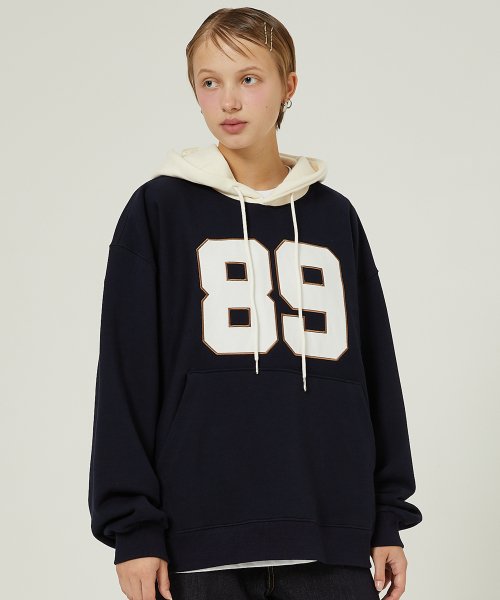 Color block 89 logo hoodie NAVY