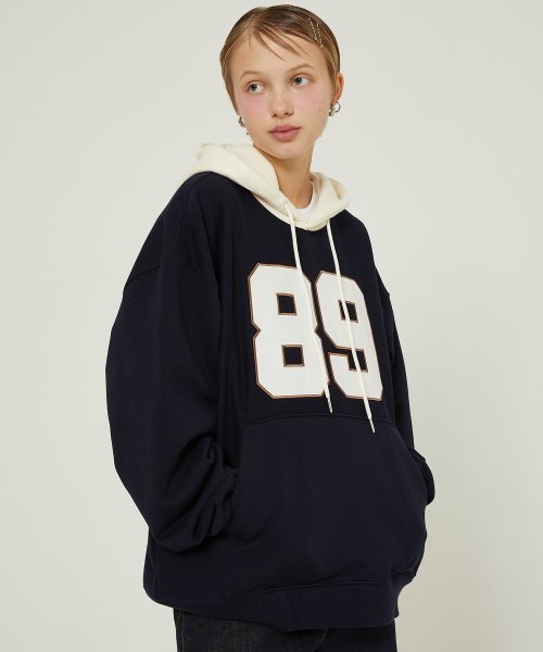 Color block 89 logo hoodie NAVY