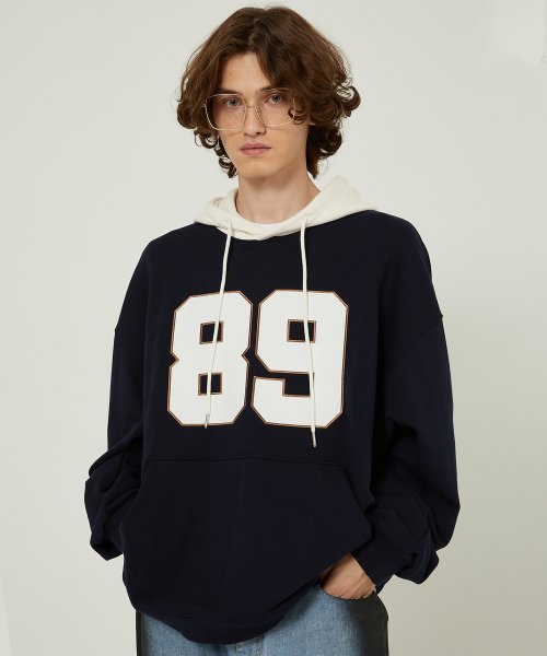 Color block 89 logo hoodie NAVY