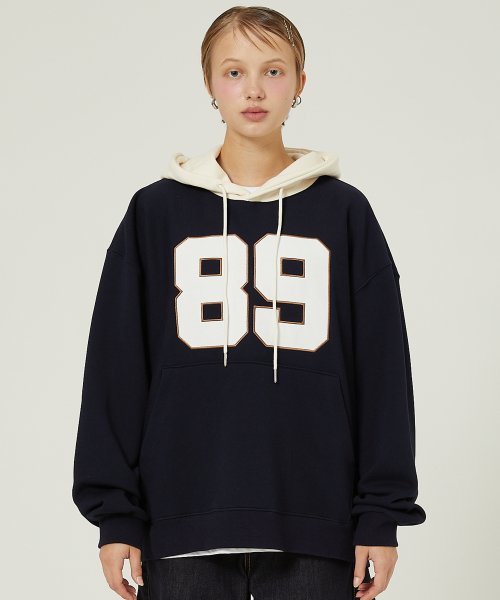 Color block 89 logo hoodie NAVY