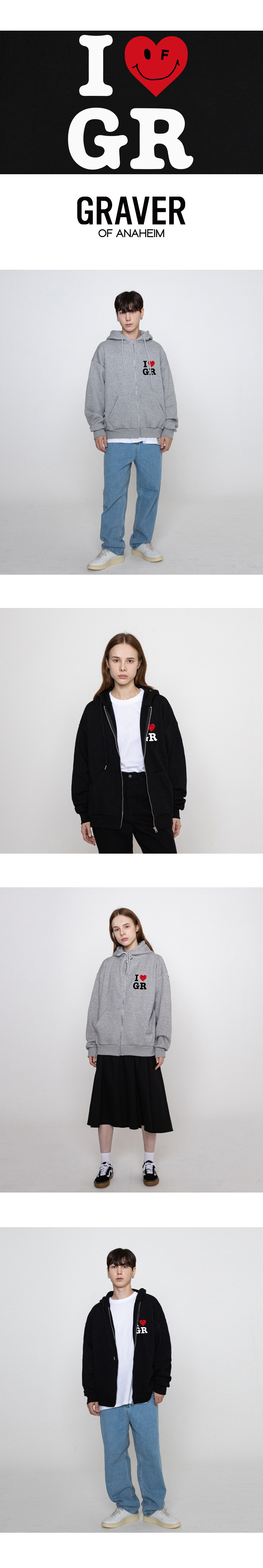 【GRAVER】23FW★ Small I Heart Smile GR Hood Zip-up Small I Heart Smile GR hood zip-up - GRAVER | 60% - Asian
