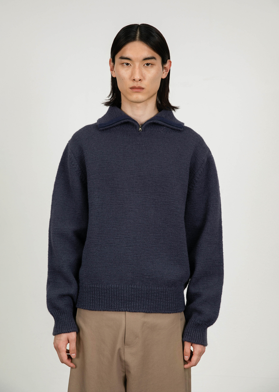MUSINSA公式 | AMOMENTO HALF ZIP-UP KNIT (2 COLORS)