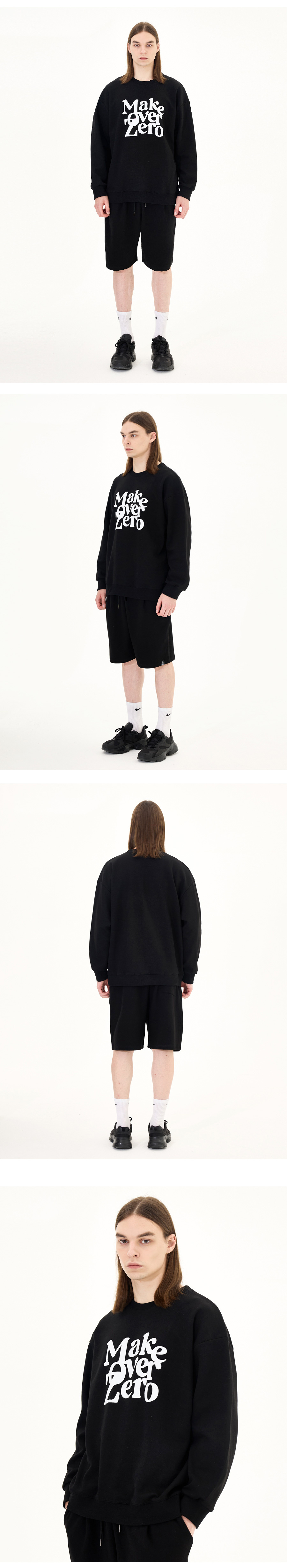 MUSINSA | MOZMOZ Square Shine Logo Overfit Sweatshirt Navy