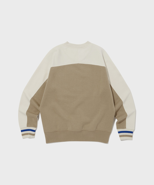 컬러 블록 브이넥 스웨트셔츠 Normal Beige