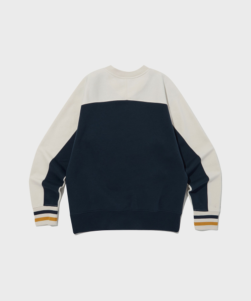 컬러 블록 브이넥 스웨트셔츠 Normal Navy