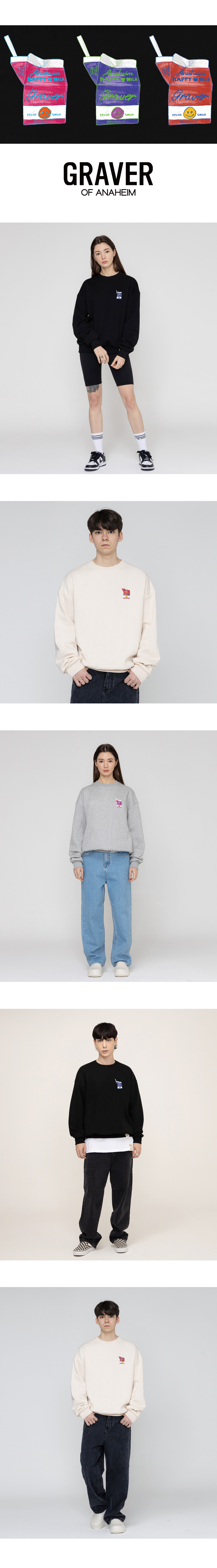 [GRAVER]★DOT SMILE SMALL MILK PACK SWEATSHIRT UNISEX] Dot Smile Small Milk Pack Sweatshirt - GRAVER | 60