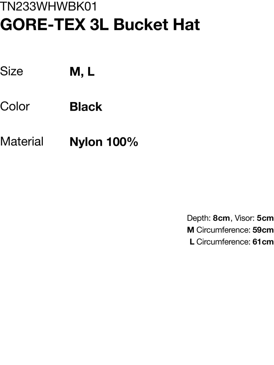 MUSINSA公式 | thisisneverthat® GORE-TEX 3L Bucket Hat Black