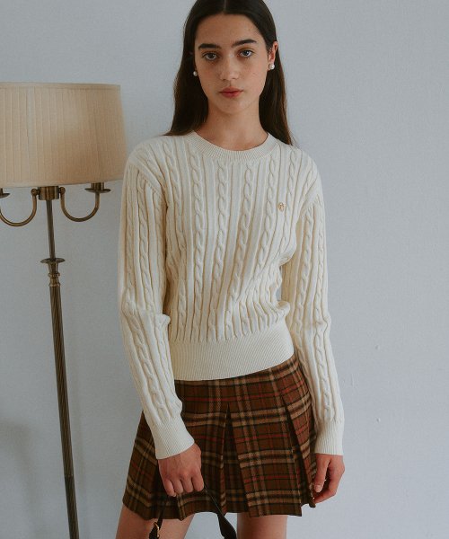 CHECK PLEATS MINI SKIRT BROWN