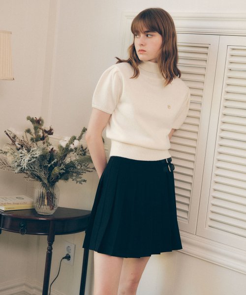 BUCKLE POINTED SKIRT BLACK