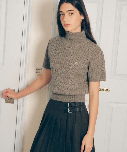 BUCKLE POINTED SKIRT CHARCOAL