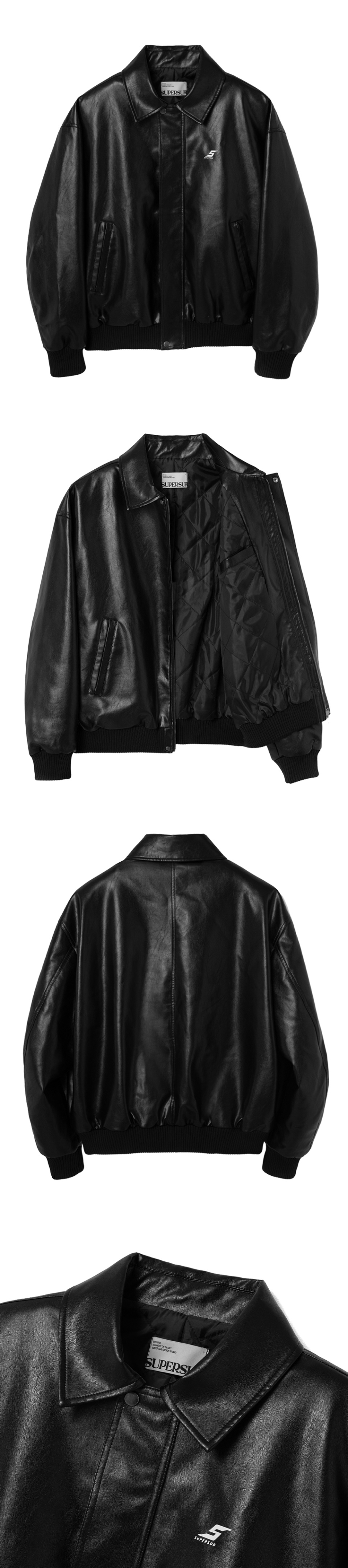 ジャケット・アウター SUPERSUB Leather Jumper musinsa MUSINSA | SUPERSUB Vintage Track Biker Leather Jumper - Black