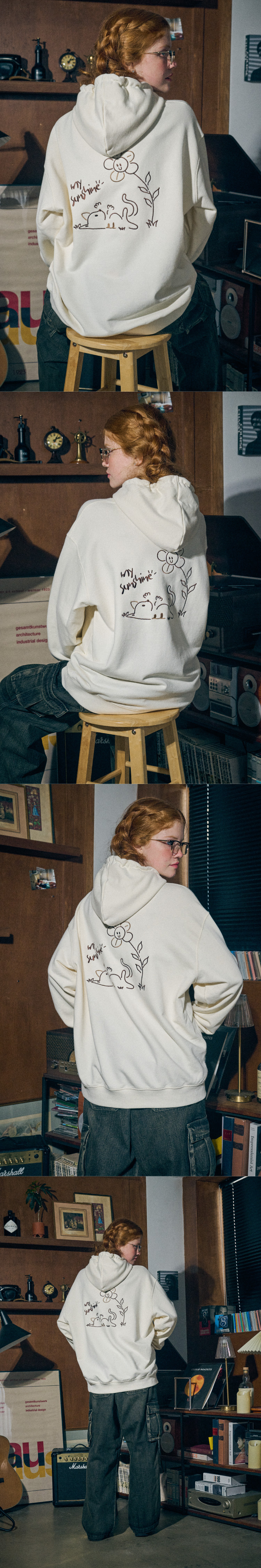 MY SUNSHINE EMBROIDERY HOODIE - 2 COLORS CREAM