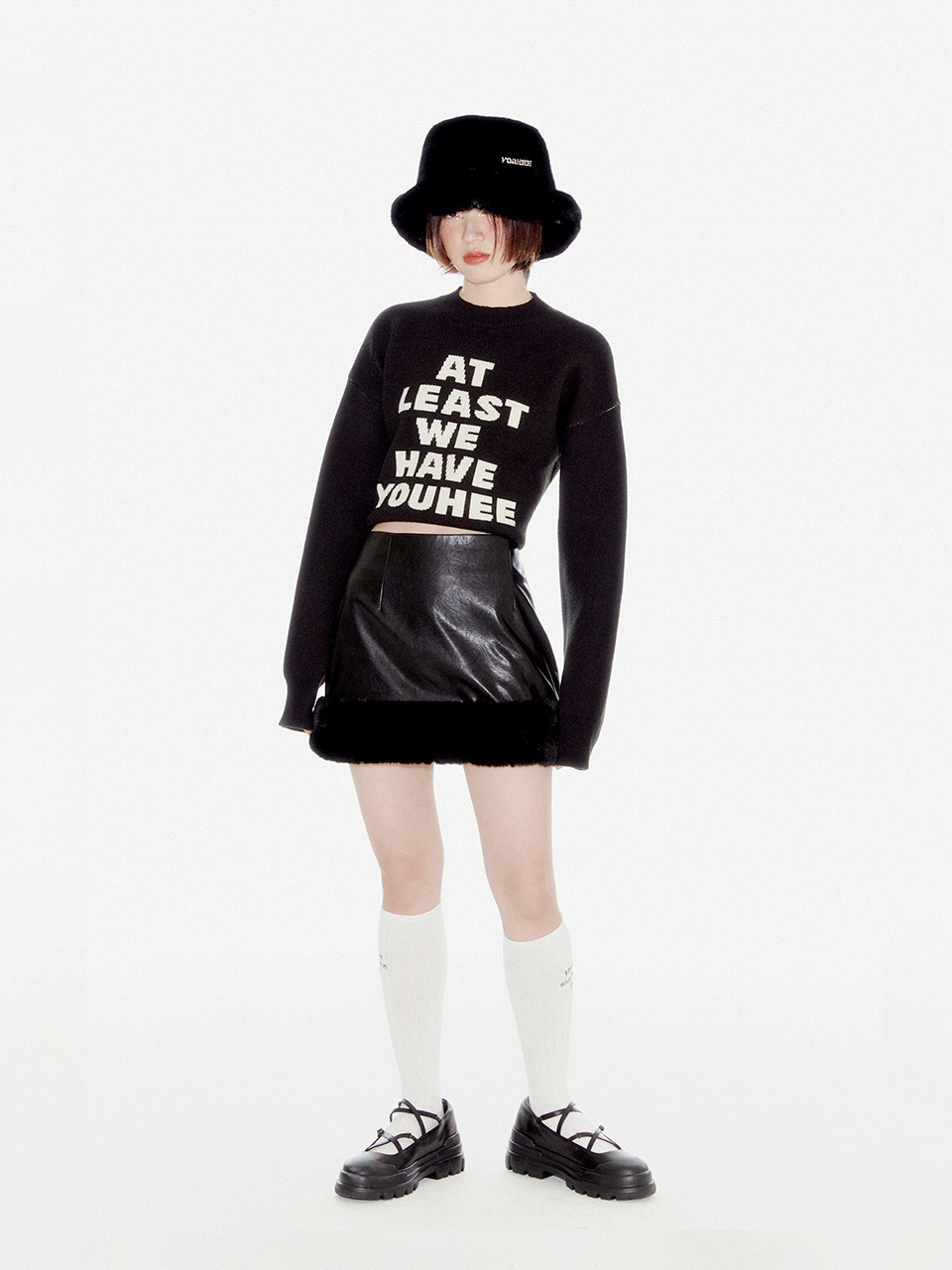 유희(YOUHEE) YOUHEE LETTERING PULLOVER KNIT BLACK