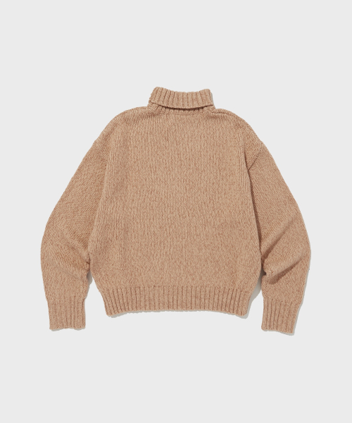 여성 드랍숄더 하이넥 스웨터 Normal Beige