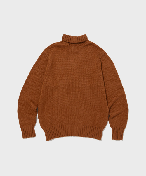 드랍숄더 워셔블 하이넥 스웨터 Normal Coral