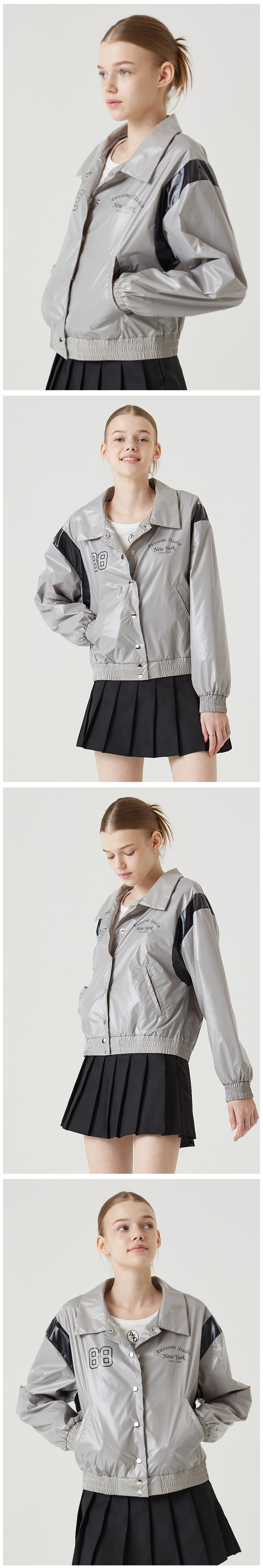 ジャケット・アウター [fancy club] MUSINSA MSCHF youthbath MUSINSA | AWESOME STUDIO High Glossy Varsity Jacket Silver