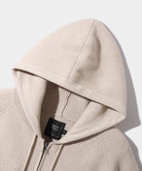 2WAY HEAVY WEIGHT HACHI KNIT HOODY ZIP-UP_OATMEAL