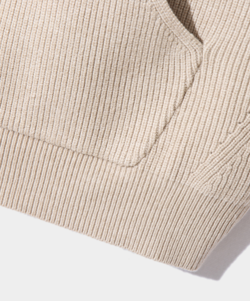 2WAY HEAVY WEIGHT HACHI KNIT HOODY ZIP-UP_OATMEAL