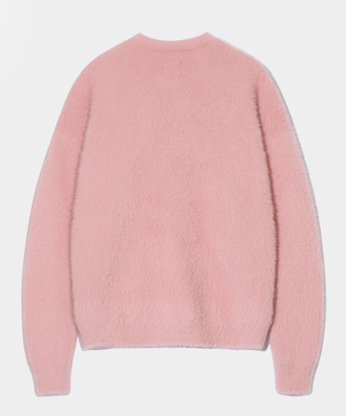 ESSENTIAL HAIRY ROUND NECK KNIT_PINK