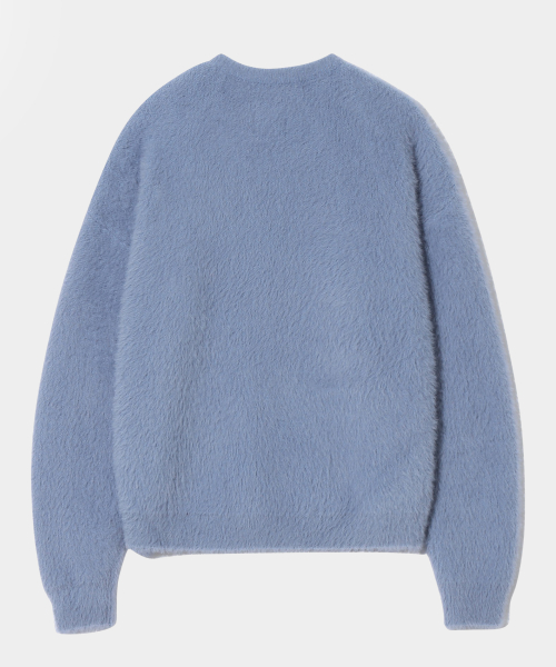 ESSENTIAL HAIRY ROUND NECK KNIT_SKY BLUE