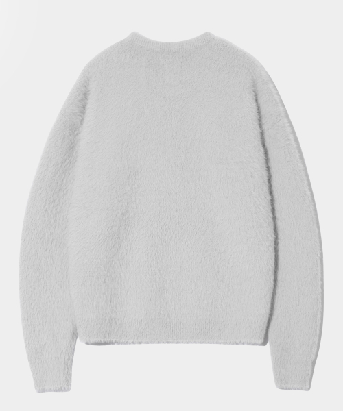 ESSENTIAL HAIRY ROUND NECK KNIT_LIGHT GRAY