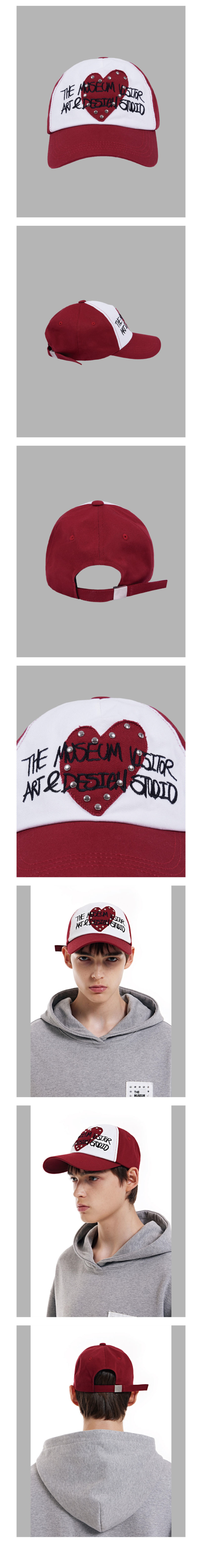 MUSINSA公式 | THE MUSEUM VISITOR HEART PATCH STUD BALLCAP - RED