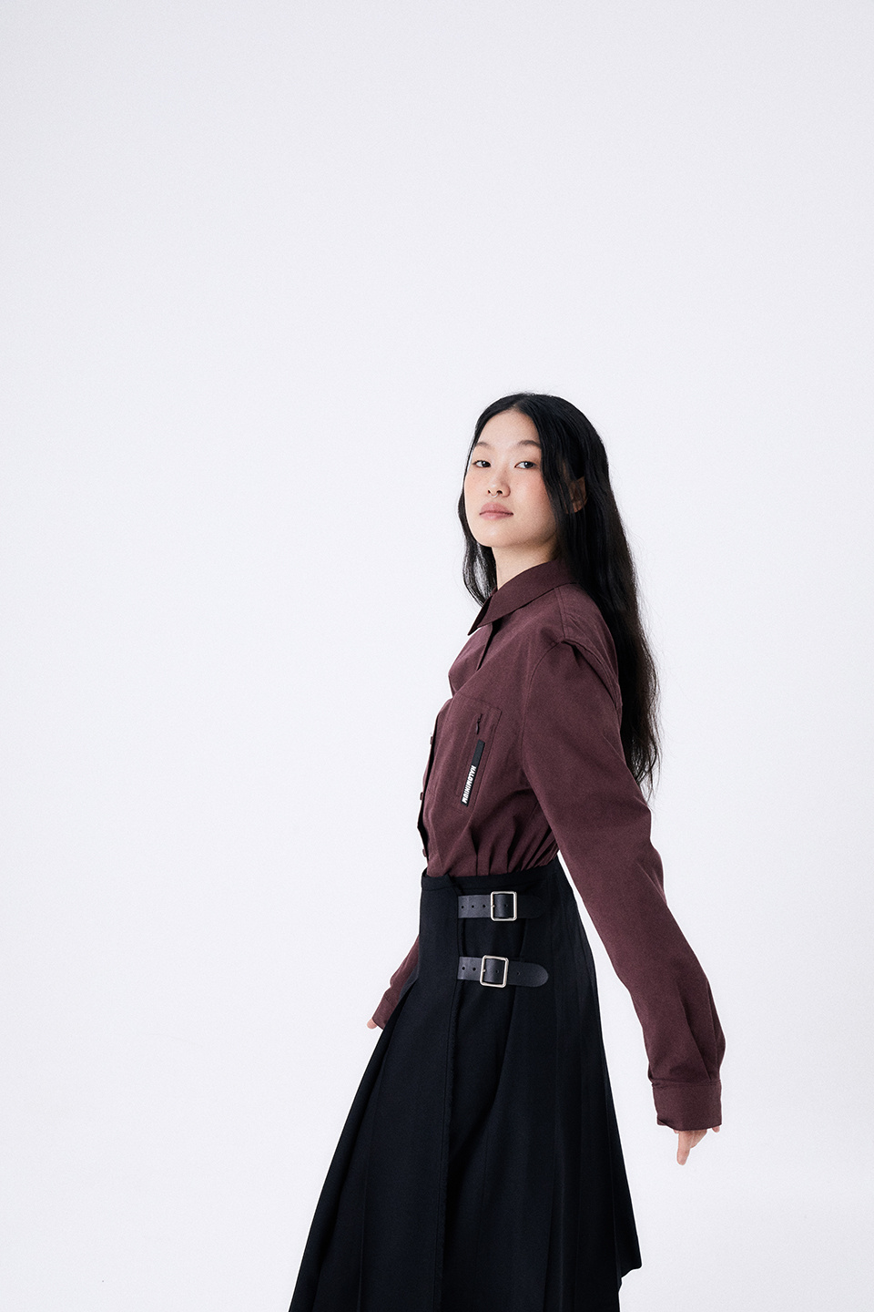 スカート HALOMINIUM Midi pleated wrap skirt MUSINSA公式 | HALOMINIUM Midi Pleated Wrap Skirt 2 / Black