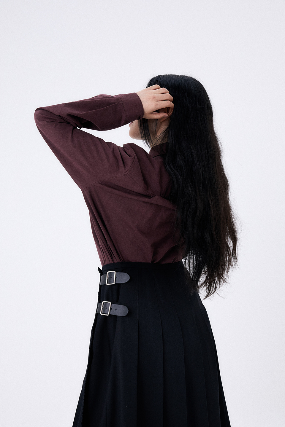 MUSINSA公式 | HALOMINIUM Midi Pleated Wrap Skirt 2 / Black