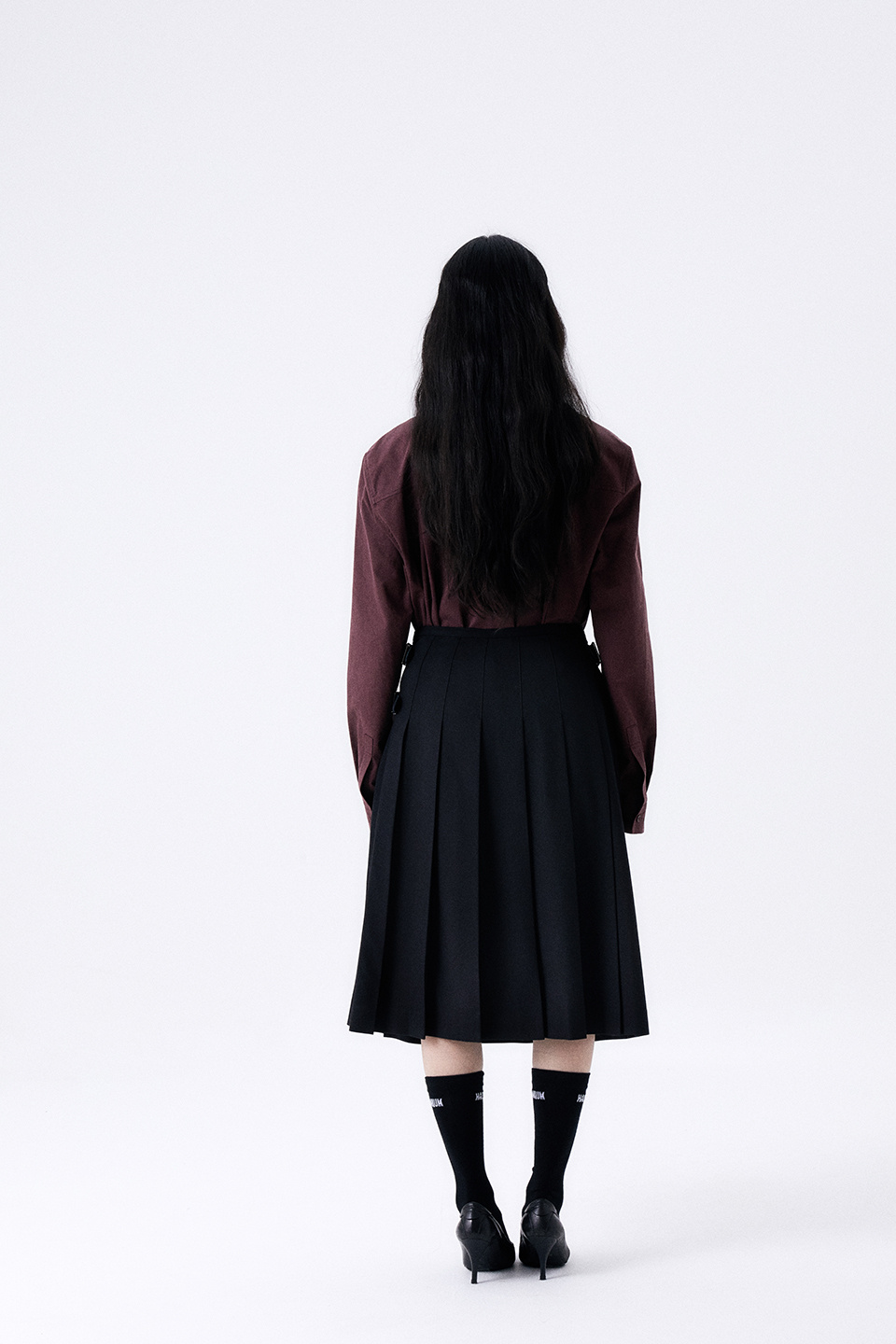 スカート HALOMINIUM Midi pleated wrap skirt HALOMINIUM] MIDI PLEATED WRAP SKIRT 3 - GRAY | ファッション