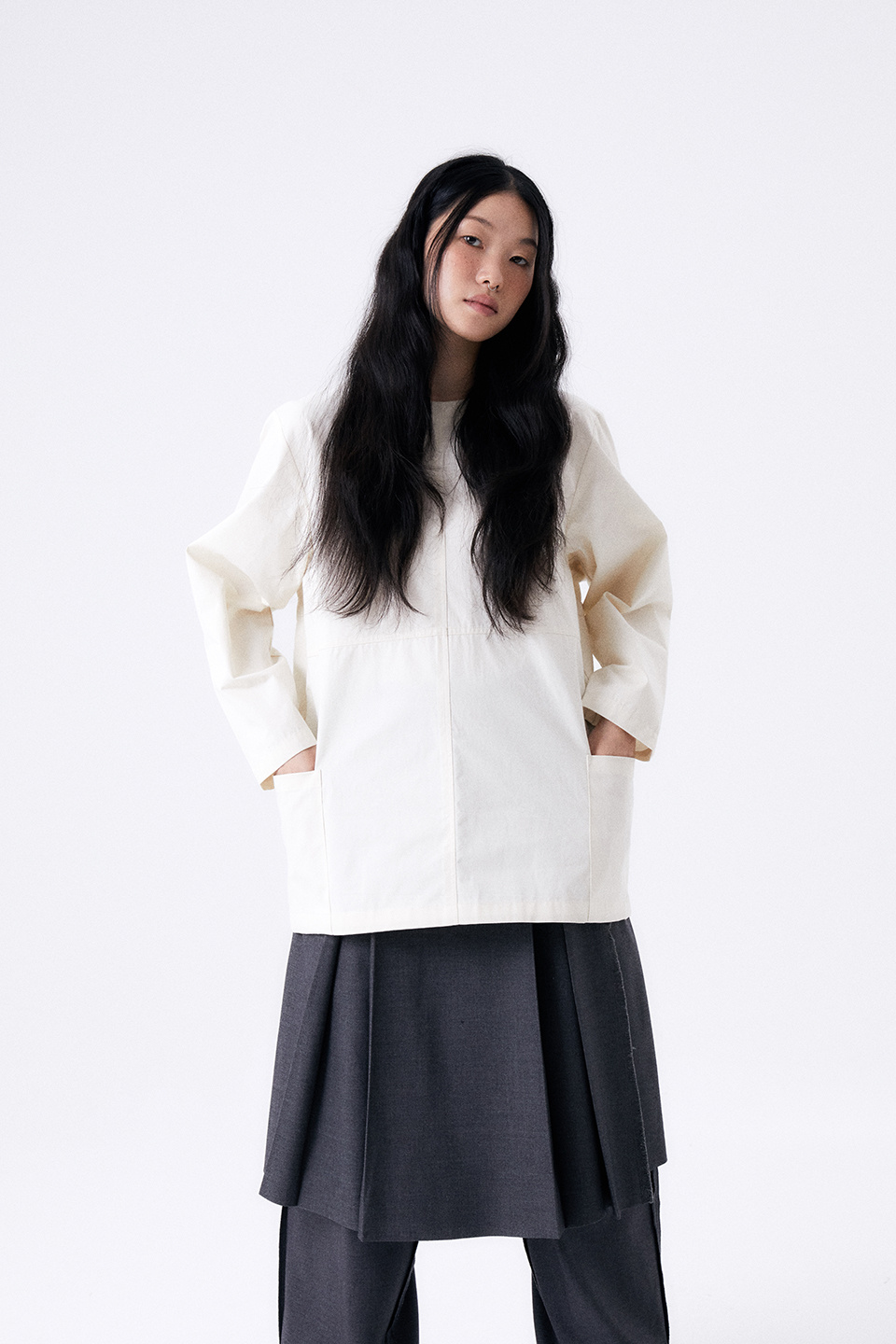 HALOMINIUM MIDI PLEATED WRAP SKIRT