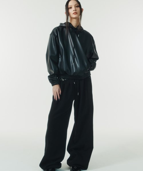 Classic Leather Hoodie (BLACK)