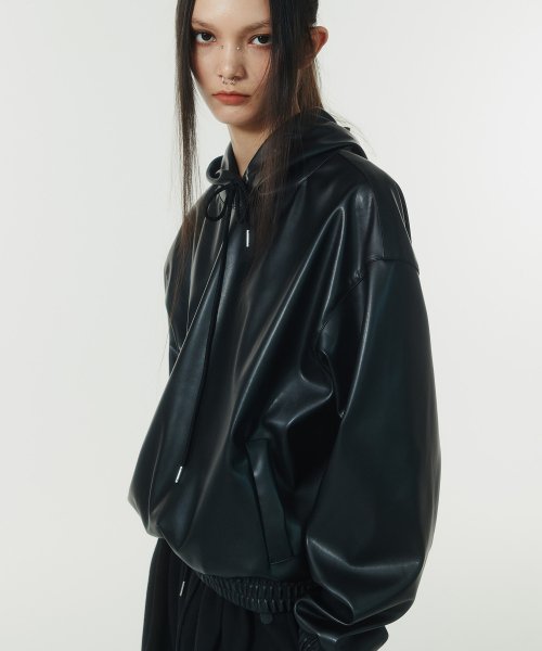 Classic Leather Hoodie (BLACK)