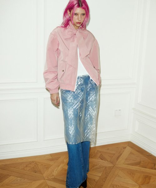 Big Ribbon Tie Windbreaker (DUSTY PINK)
