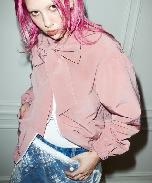 Big Ribbon Tie Windbreaker (DUSTY PINK)
