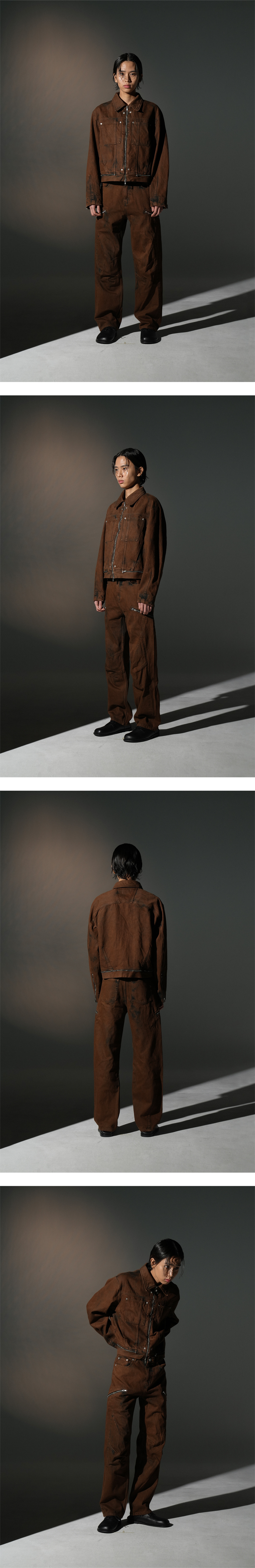 【GRAILZ】DART FIT ZIPPER DENIM [BROWN] 1a9b8b93214eea822194903cd8f842